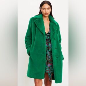 Velvet by Graham and Spencer Evelyn lux emerald green faux fur coat